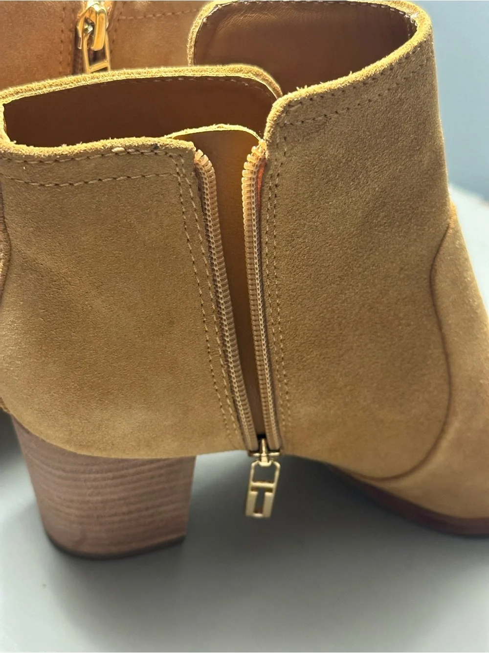 Tory Burch Golden Mustard Suede Ankle Boots